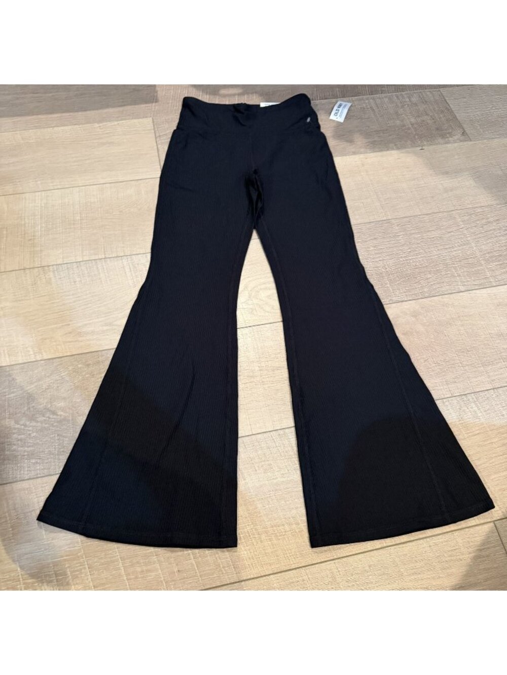 Old Navy Girls Black Ribbed Flare High Rise Leggings Medium 8